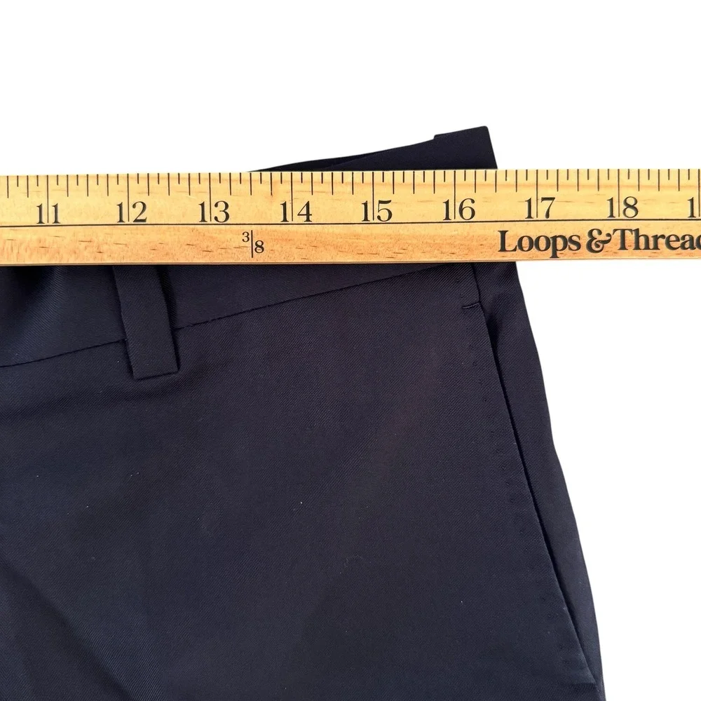 Mark Pomerantz 33x28.5 Navy Blue Wool‎ Flat Front Tailored Men's Dress Pants